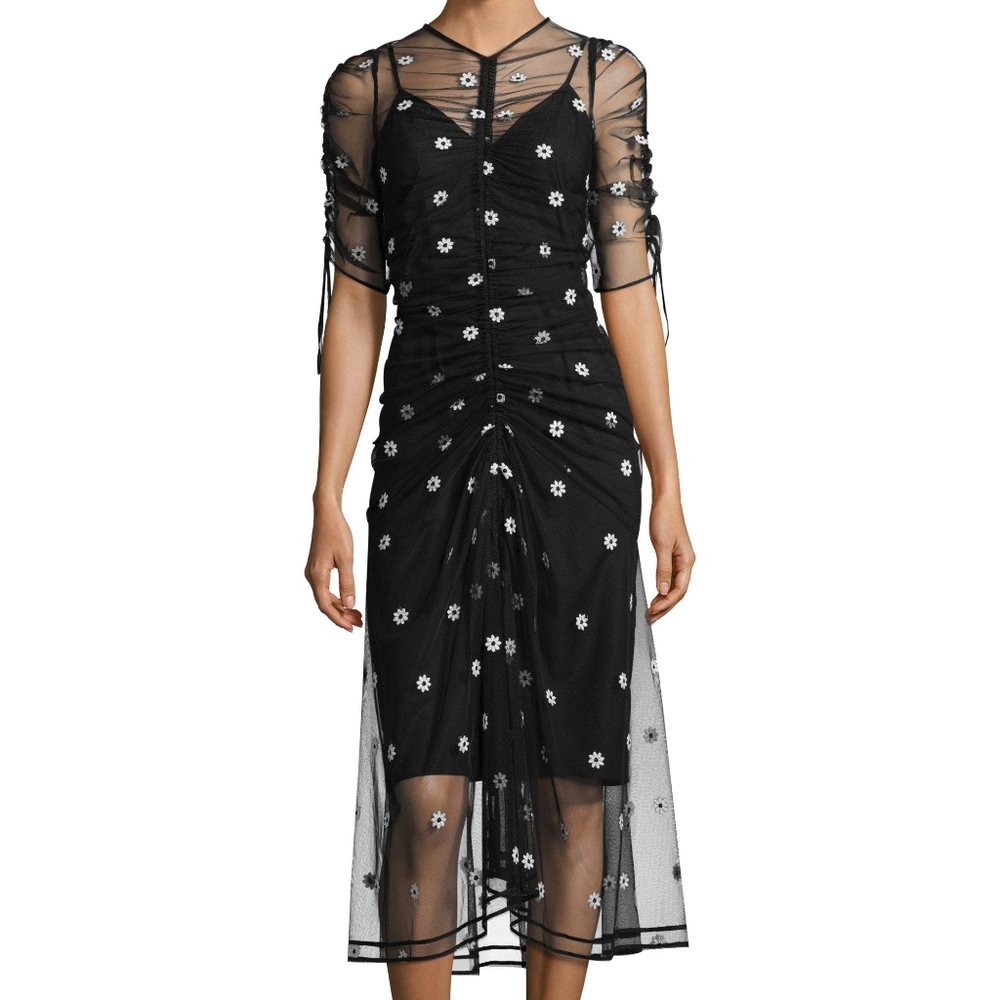 Garden Party Embroidered Tulle Midi Dress